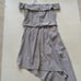 NWT Intermix white gray stripe off shoulder asymmetrical dress L