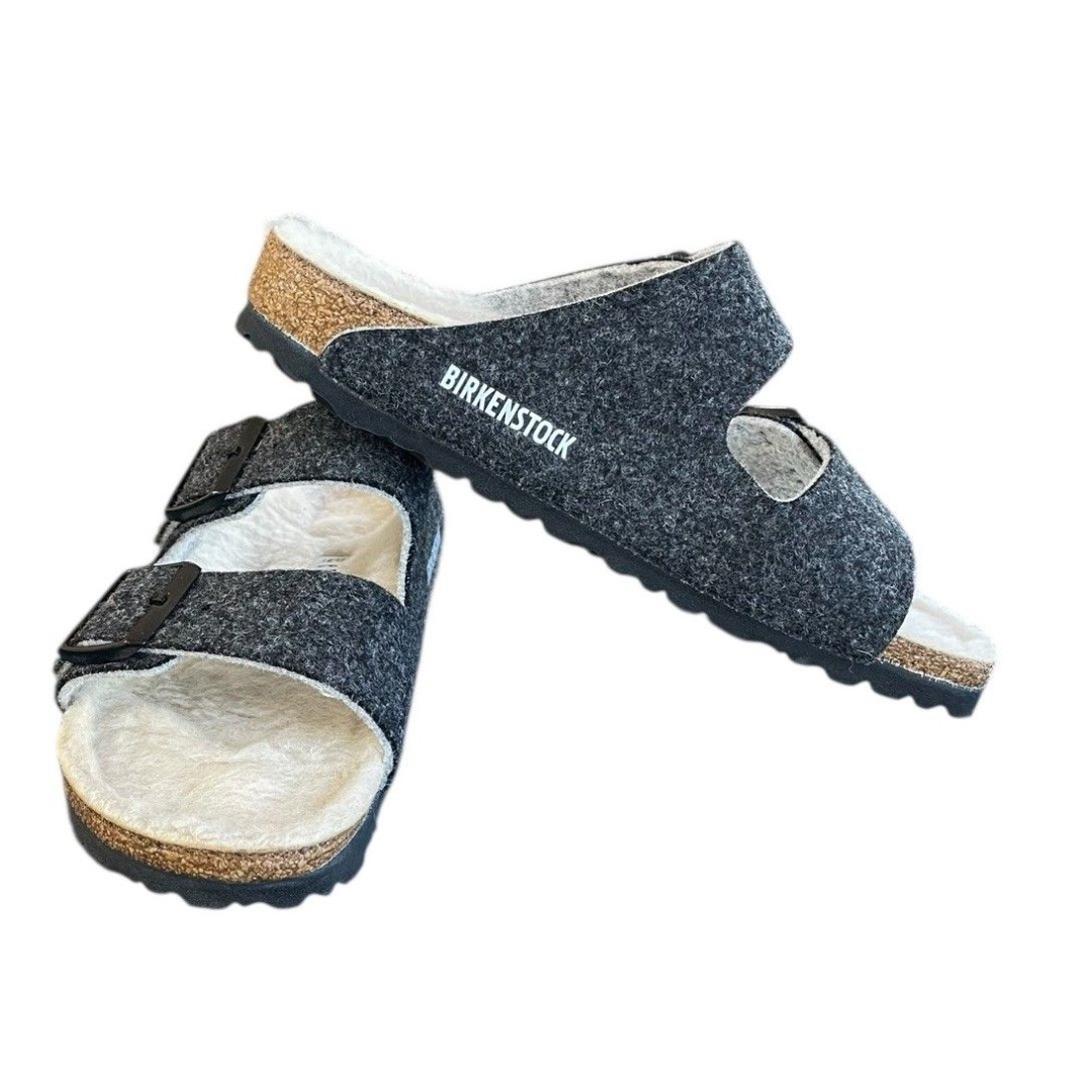 Birkenstock Unisex Arizona Wool Felt Sandal Doubleface Gray Size 37