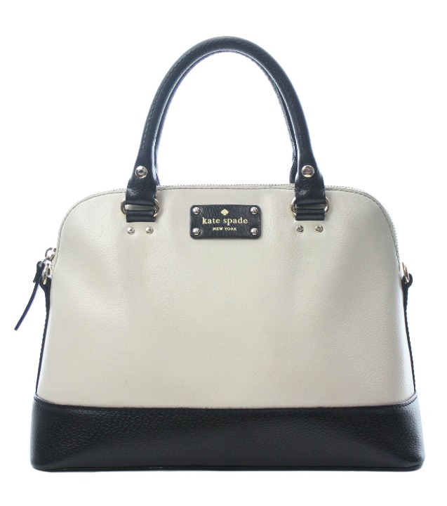 KATE SPADE IVORY & BLACK LEATHER SATCHEL