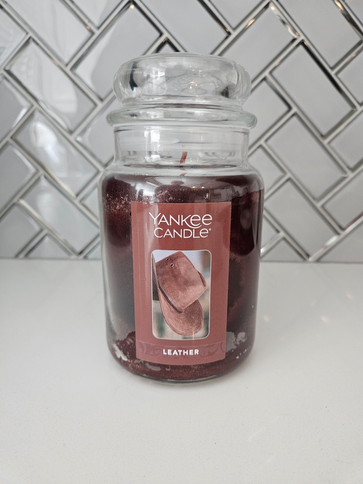 Yankee Candle Leather candle HTF Rare