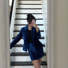 Versace Velvet Matching Set Midnight Blue Womens 28 / IT 42