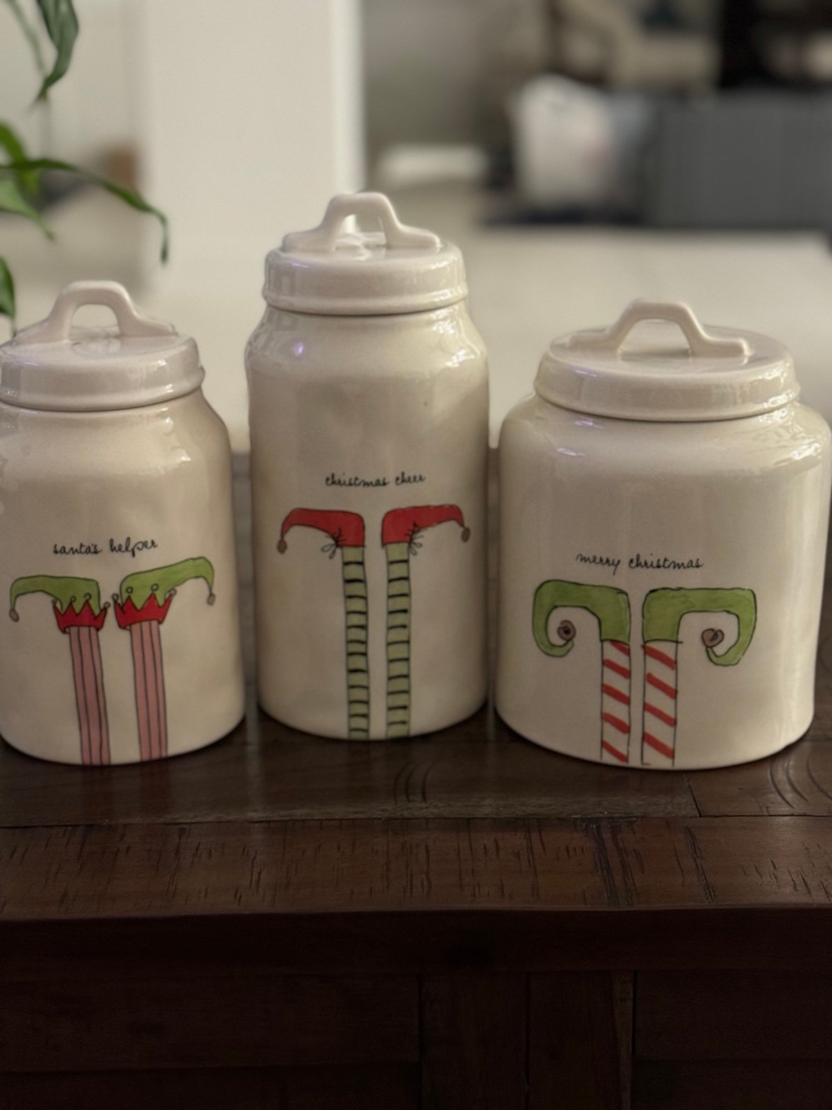 Rae Dunn OG Elf Feet Canisters