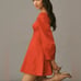 MAEVE x ANTHROPOLOGIE | Red Long-Sleeve Square-Neck Pleated Mini Dress | Size 1X
