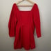 MAEVE x ANTHROPOLOGIE | Red Long-Sleeve Square-Neck Pleated Mini Dress | Size 1X