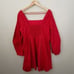 MAEVE x ANTHROPOLOGIE | Red Long-Sleeve Square-Neck Pleated Mini Dress | Size 1X
