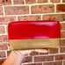 Celine Large Zip Around Wallet Multifuction Grained Calfskin Red Tank Colorblock