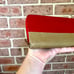 Celine Large Zip Around Wallet Multifuction Grained Calfskin Red Tank Colorblock