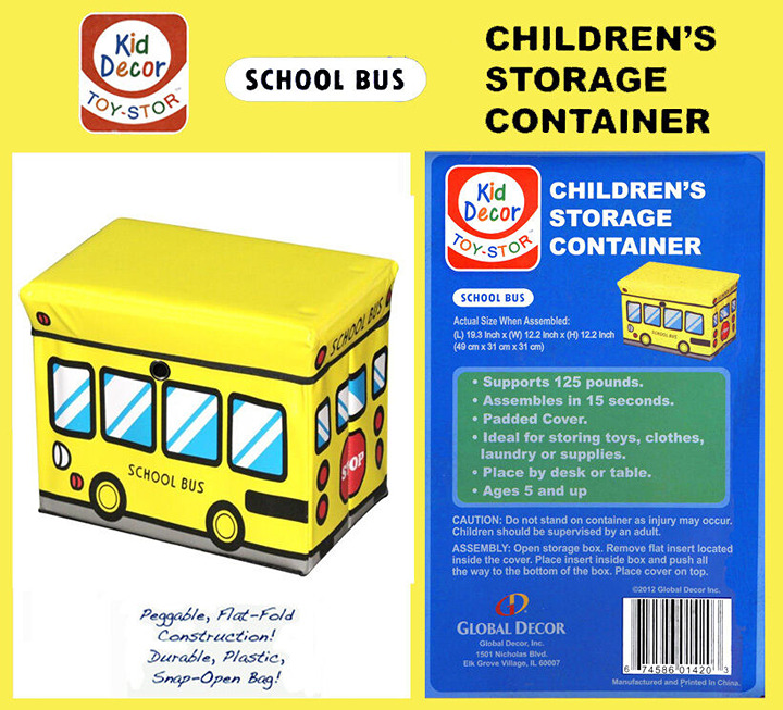 Global Decor Toy-Stor School Bus Children's Storage Container