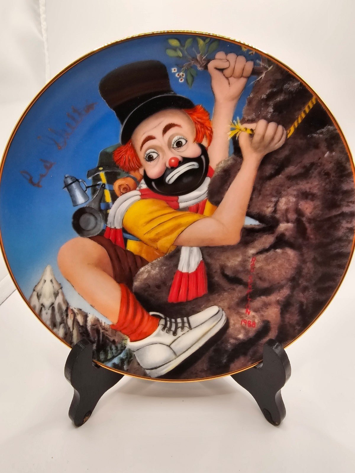Red Skelton HAND SIGNED The Cliffhanger 1988 ARMSTRONG PORCELAIN PLATE AUTOGRAPH
