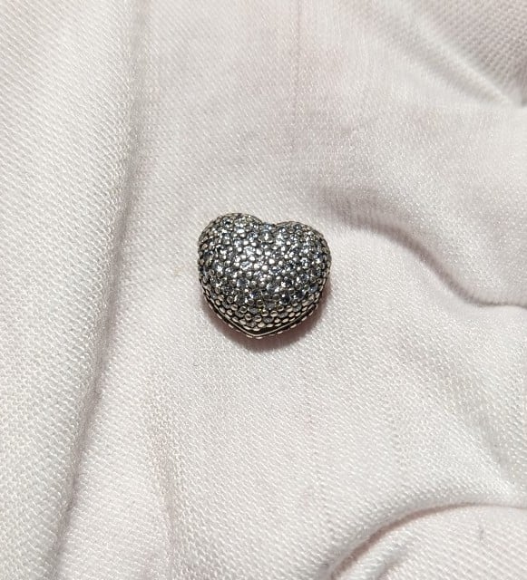 Pandora Sterling Silver Pave CZ Open My Heart Clip Charm 791427CZ