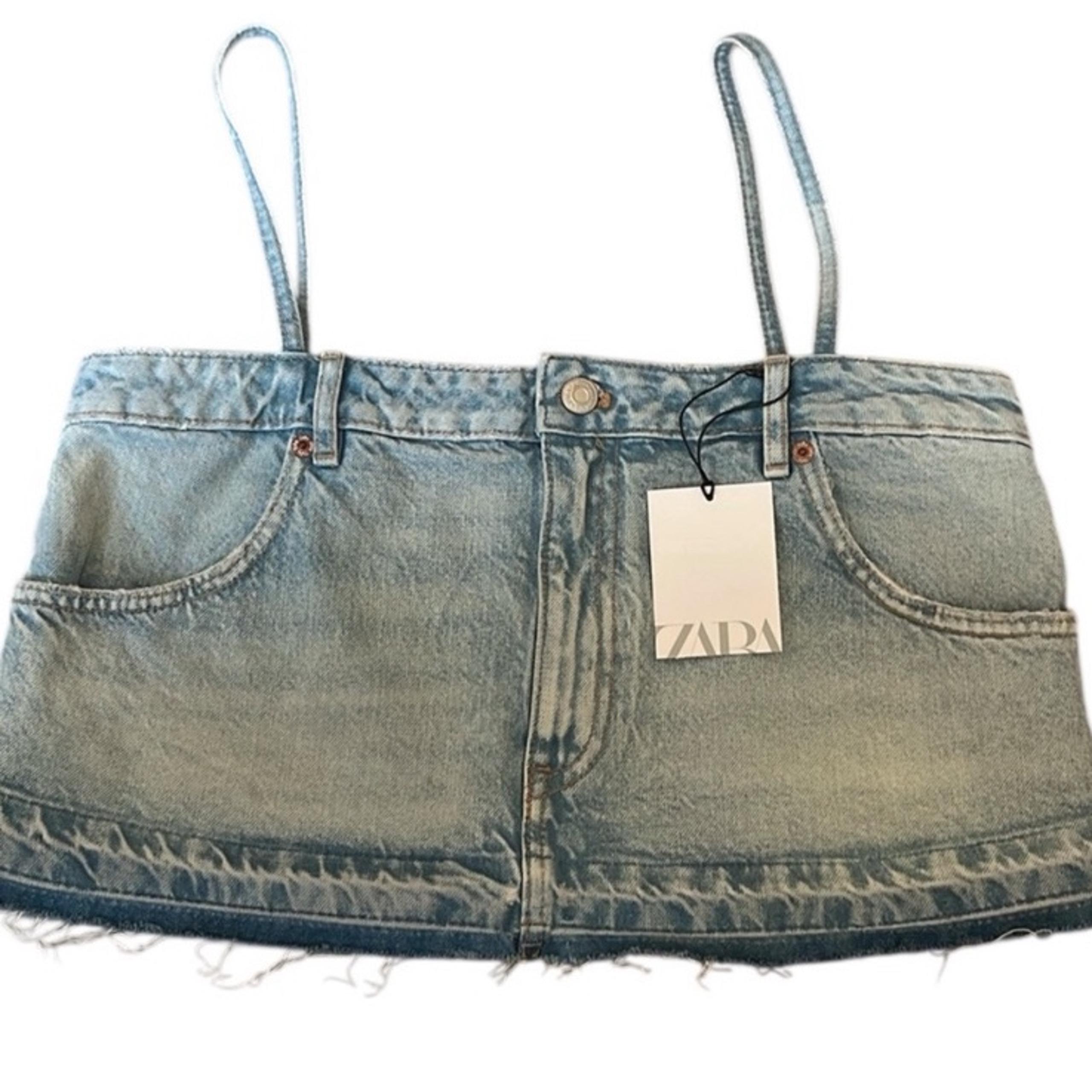 ZARA Light Blue Denim Crop Tank Top Medium NWT New!