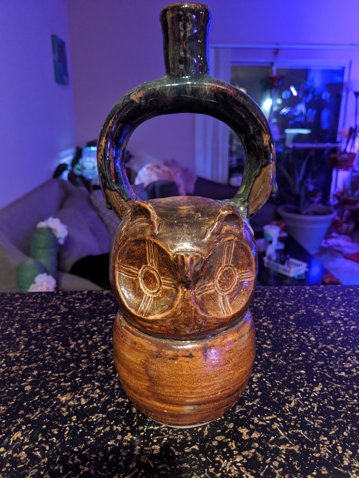 Clay owl decoration
