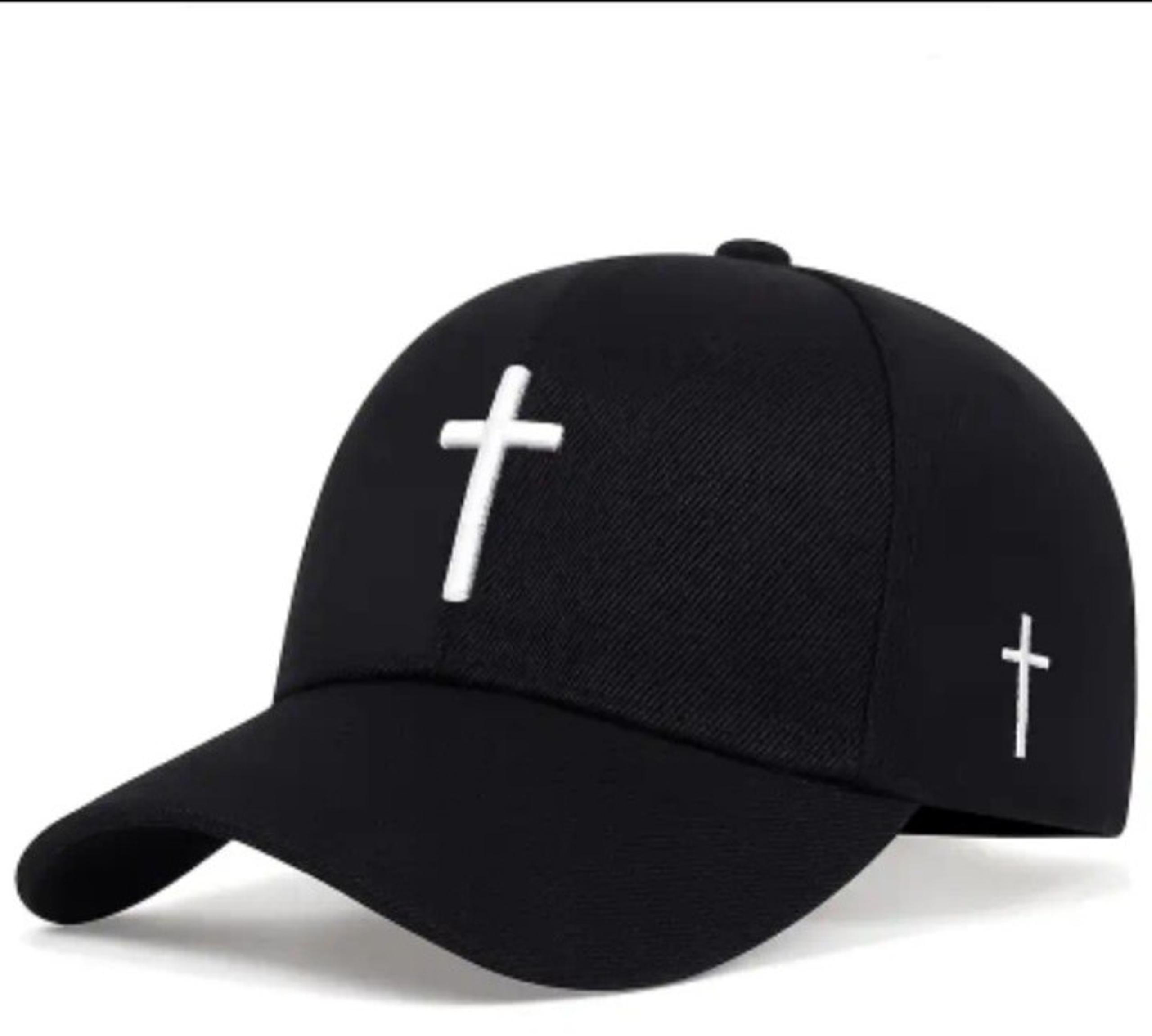 Unisex Cross Adjustable Baseball Cap White/Black