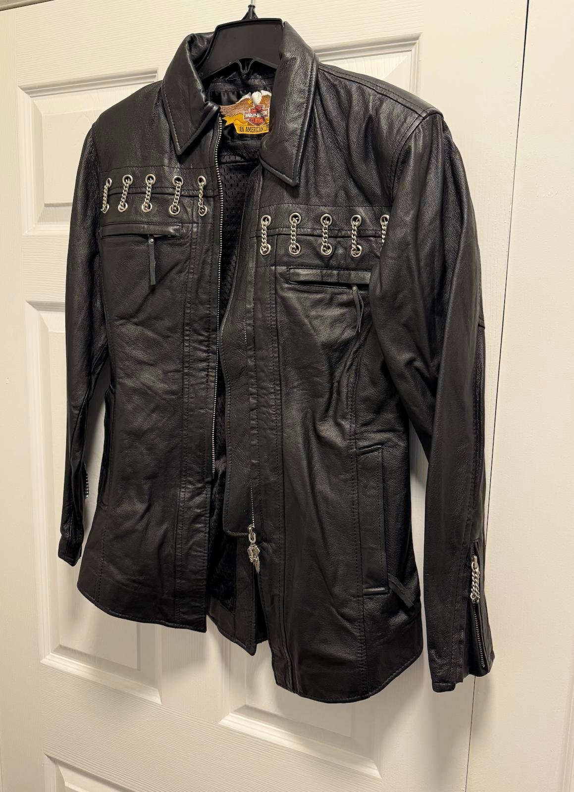 Harley-Davidson Genuine Leather Chain Detail Jacket S