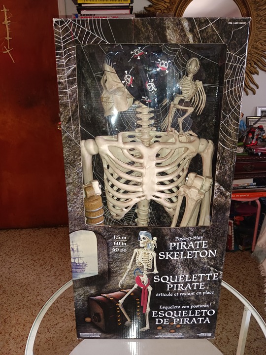 Halloween 5 Feet Pose-N-Stay Pirate Skeleton Decoration Figure, Like New!