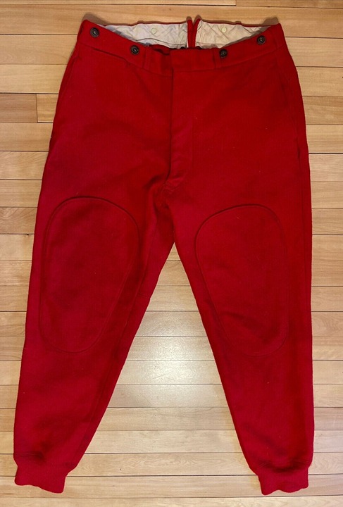 Vintage Woolrich Hunting Shooting Pants 34 x30 Red Heavy Wool Cuffed USA MADE PA