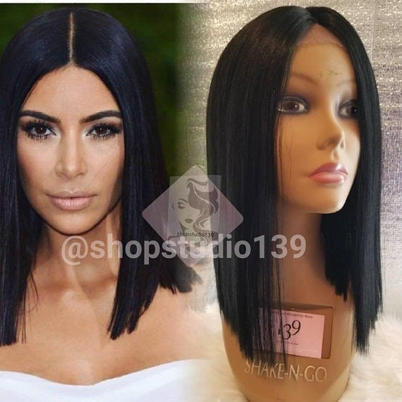 Black Human Hair lace blunt cut bob wig