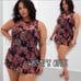 Torrid Multi Rose Floral Mesh Peplum Underwire Swimsuit Swim Dress 2X 18 20