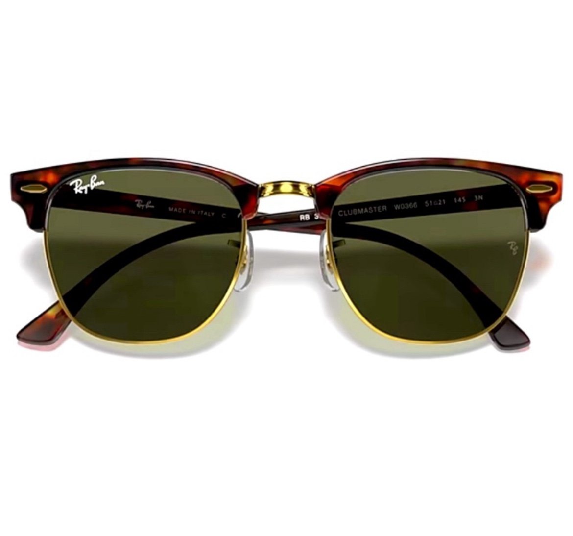 Ray-Ban RB 3016 Clubmaster Classic Tortoise On Gold Men's Sunglasses & Case