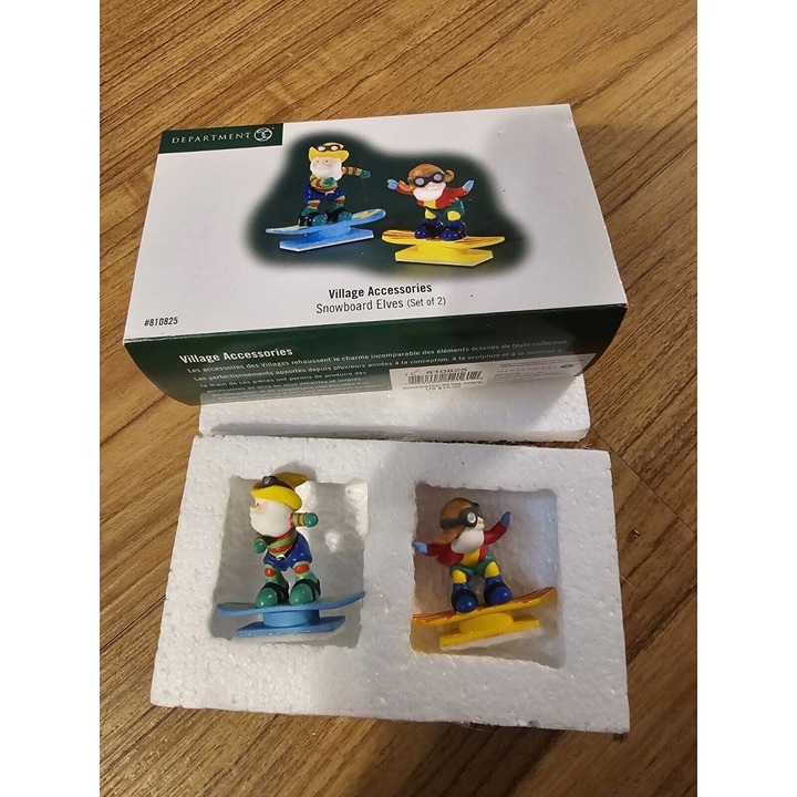Dept 56 Snowboard Elves Set of 2 810825 Village Accessories Christmas