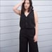 Kate Spade black crepe tie waist v-neck romper with pockets size XS