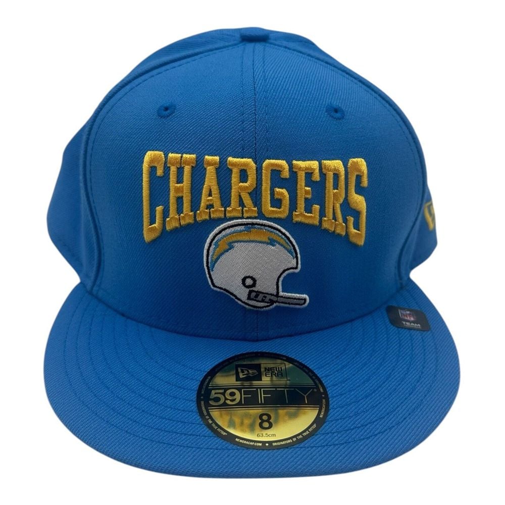 New Era 59Fifty Los Angeles Chargers Hat Cap Size 8 Blue Throwback Helmet NFL