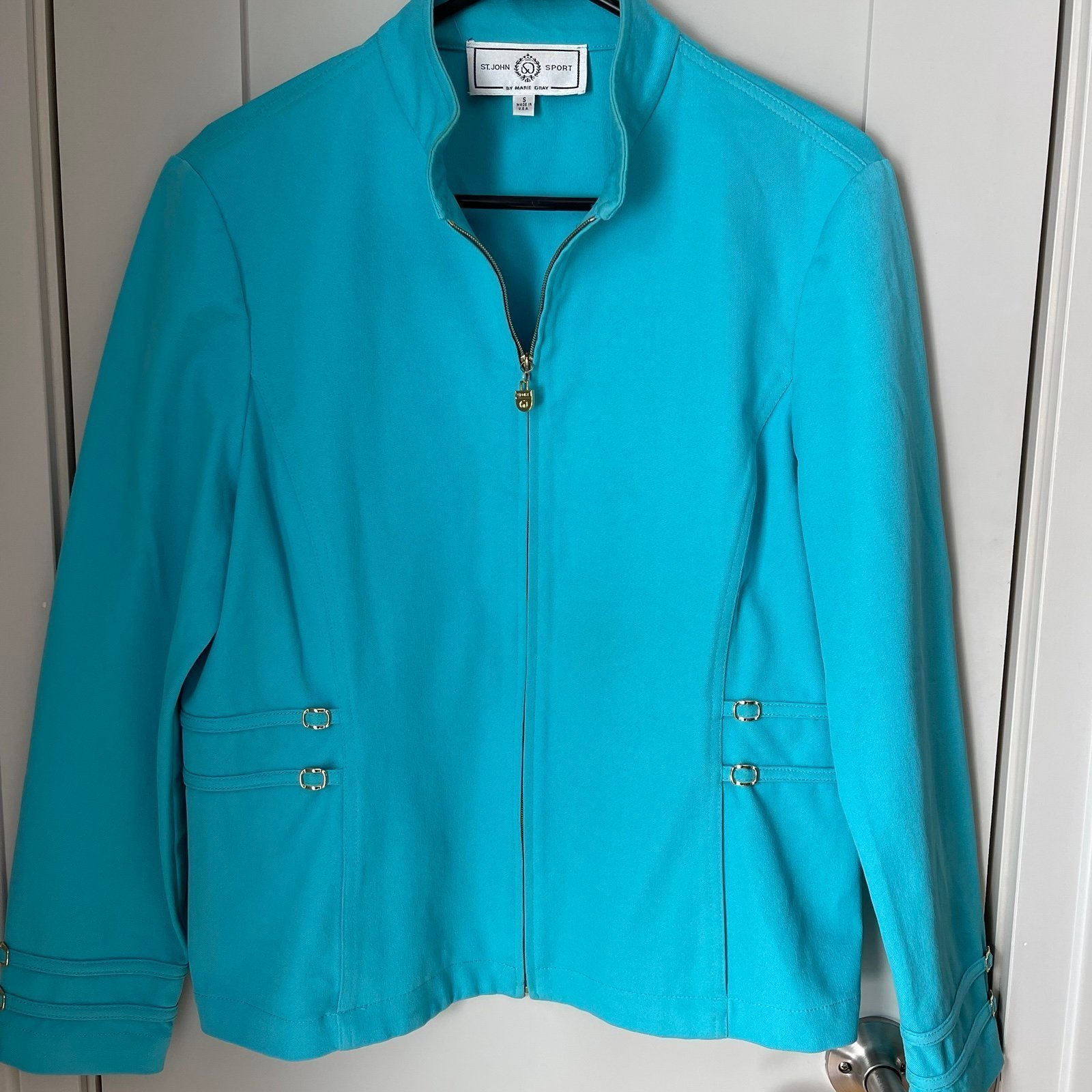 St. John Collection Sport by Marie Gray Zip Up Jacket Small Blue Tennis