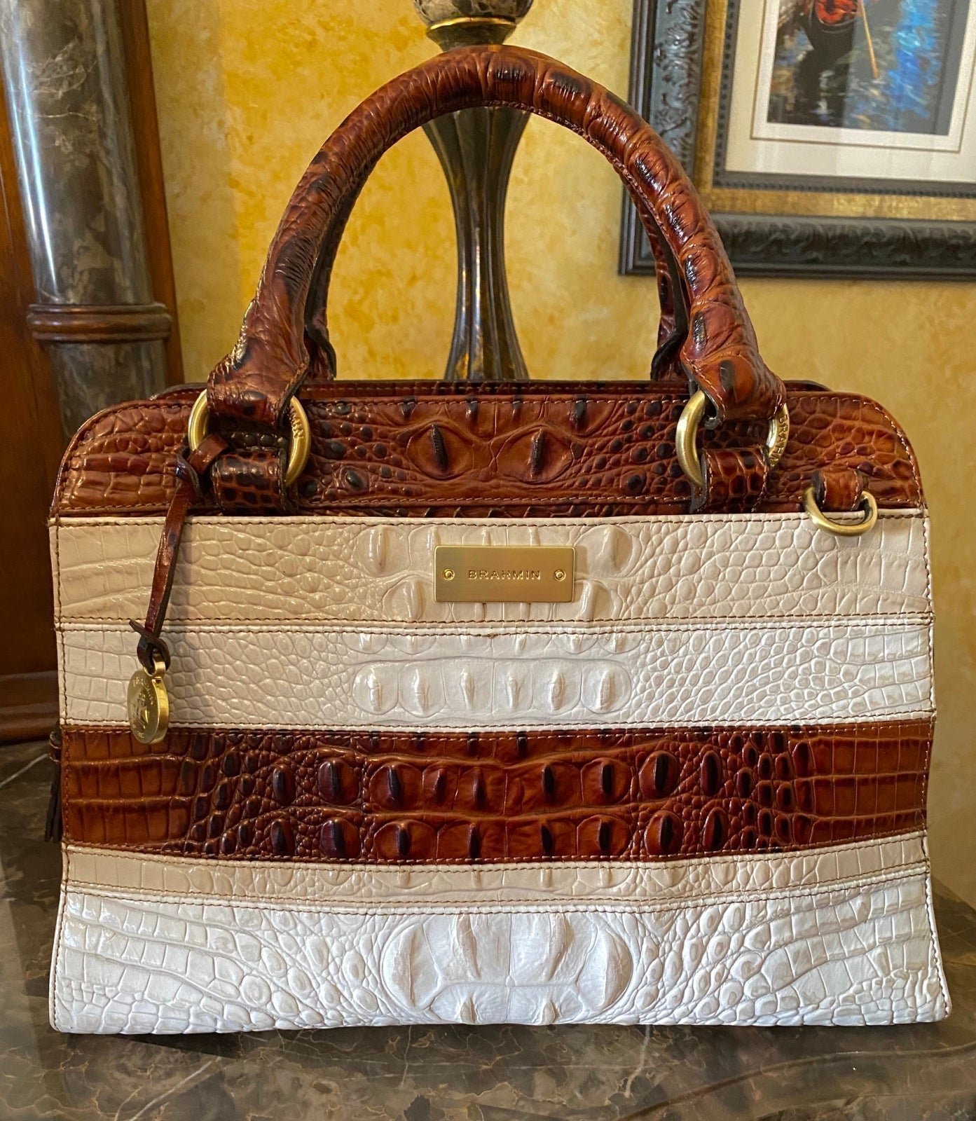 Brahmin Mandy Tricolor Whisper Vineyard Satchel