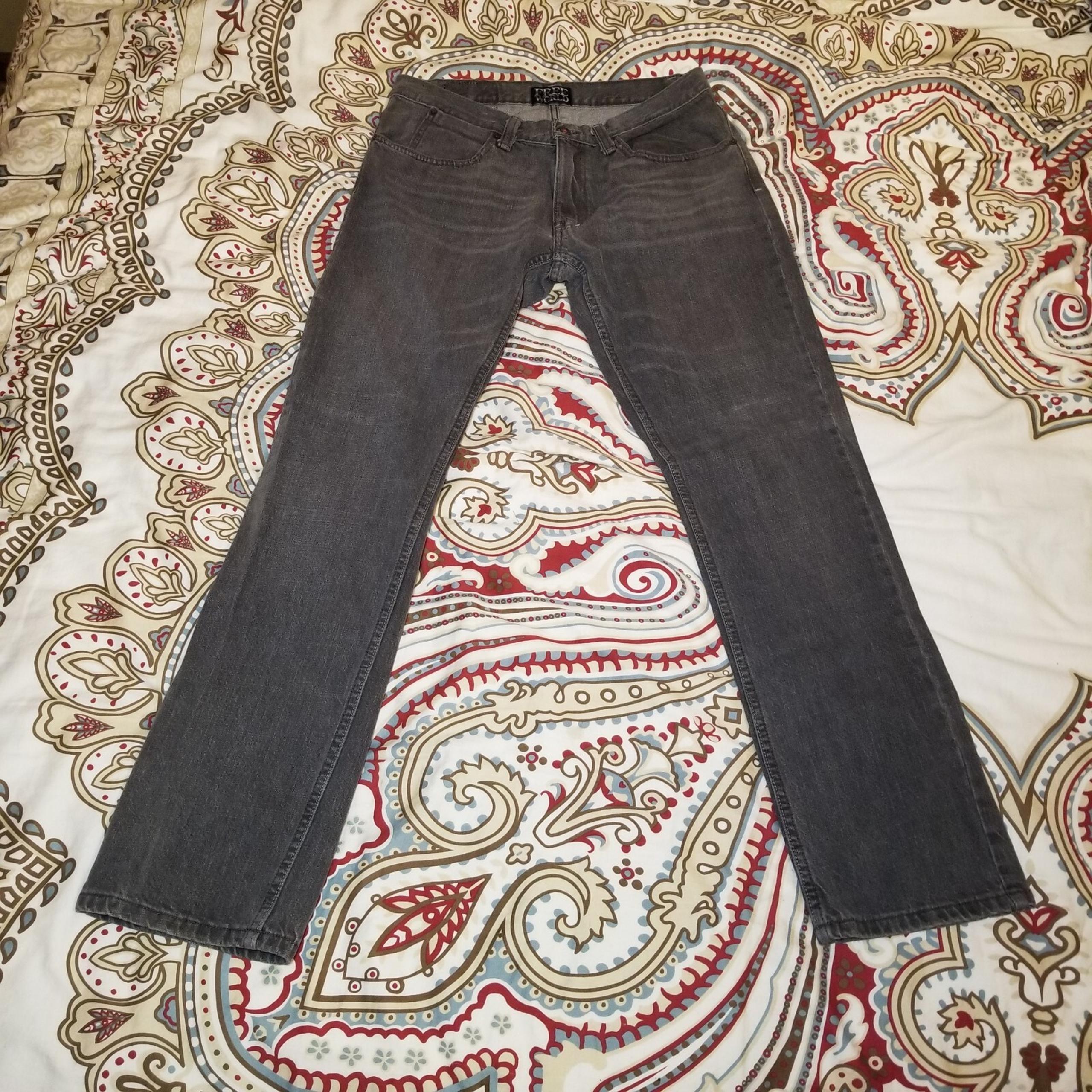 Vintage/Y2K Free World Men's Jeans 32 Gray/Faded Black Skate Emo Grunge