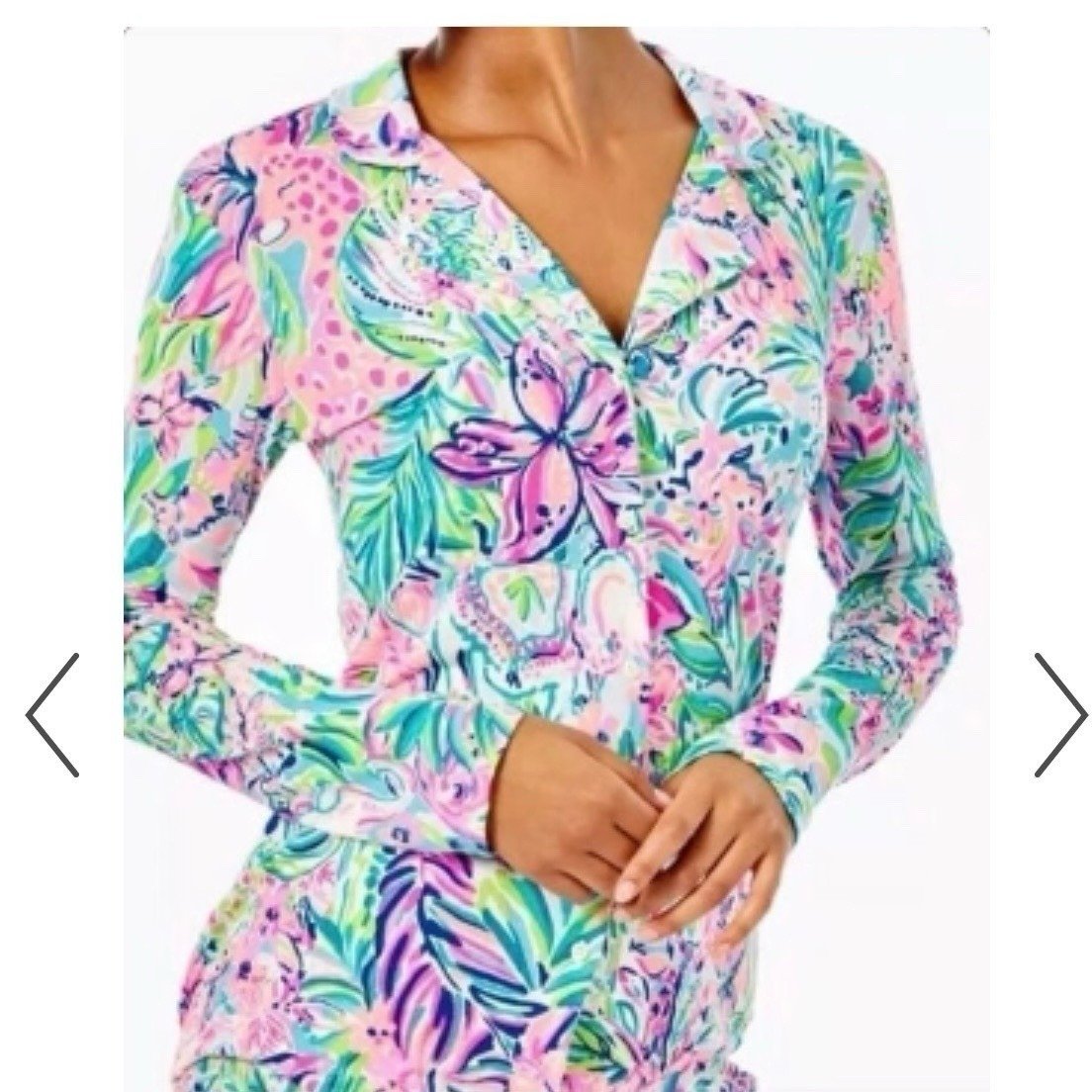 Lilly Pulitzer Lillys Favorite Things Button Up Knit Pajama Top Size LARGE