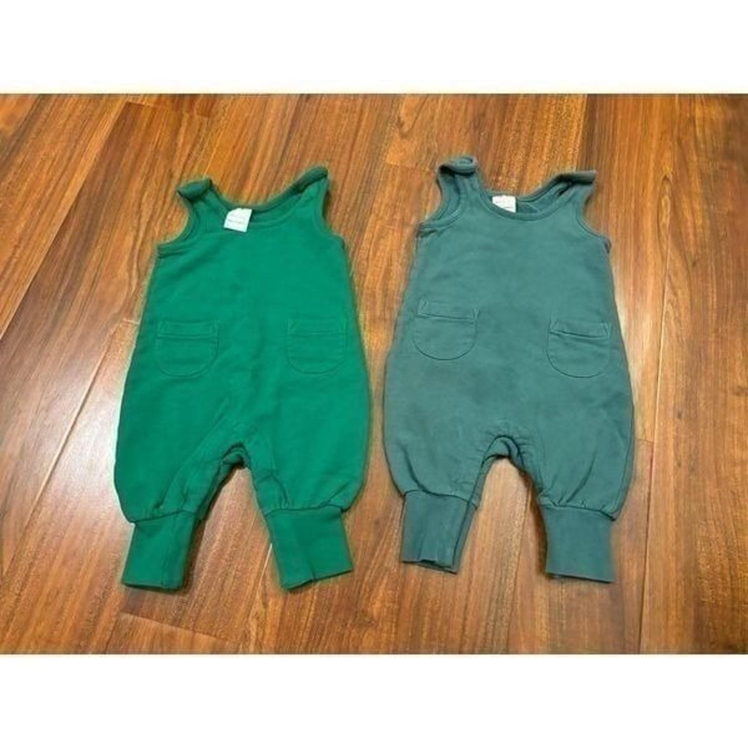 Hanna Andersson 2 green jumpsuits