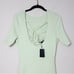 415 NWT Maje Ruche Tie Back Midi Dress 40 Vert L Ribbed Knit Stretch