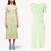 415 NWT Maje Ruche Tie Back Midi Dress 40 Vert L Ribbed Knit Stretch