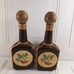 Rustic Genuine Leather Vined Fruit Design 2 Bottles
