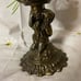 Antique cast bronze gothic art nouveau cherub lamb wide candle holder stick