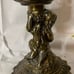 Antique cast bronze gothic art nouveau cherub lamb wide candle holder stick