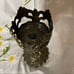 Antique cast bronze gothic art nouveau cherub lamb wide candle holder stick