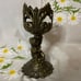 Antique cast bronze gothic art nouveau cherub lamb wide candle holder stick