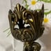 Antique cast bronze gothic art nouveau cherub lamb wide candle holder stick