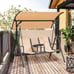 Deluxe 2-Person Front Porch Swing Chair with Cup Holder in Beige