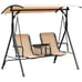 Deluxe 2-Person Front Porch Swing Chair with Cup Holder in Beige