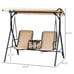Deluxe 2-Person Front Porch Swing Chair with Cup Holder in Beige