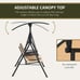 Deluxe 2-Person Front Porch Swing Chair with Cup Holder in Beige