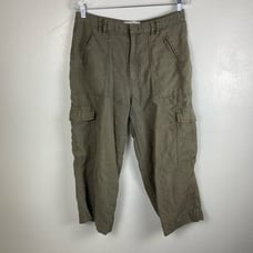 Joie Olive 100% Linen Cargo Wide leg pants women’s size 10