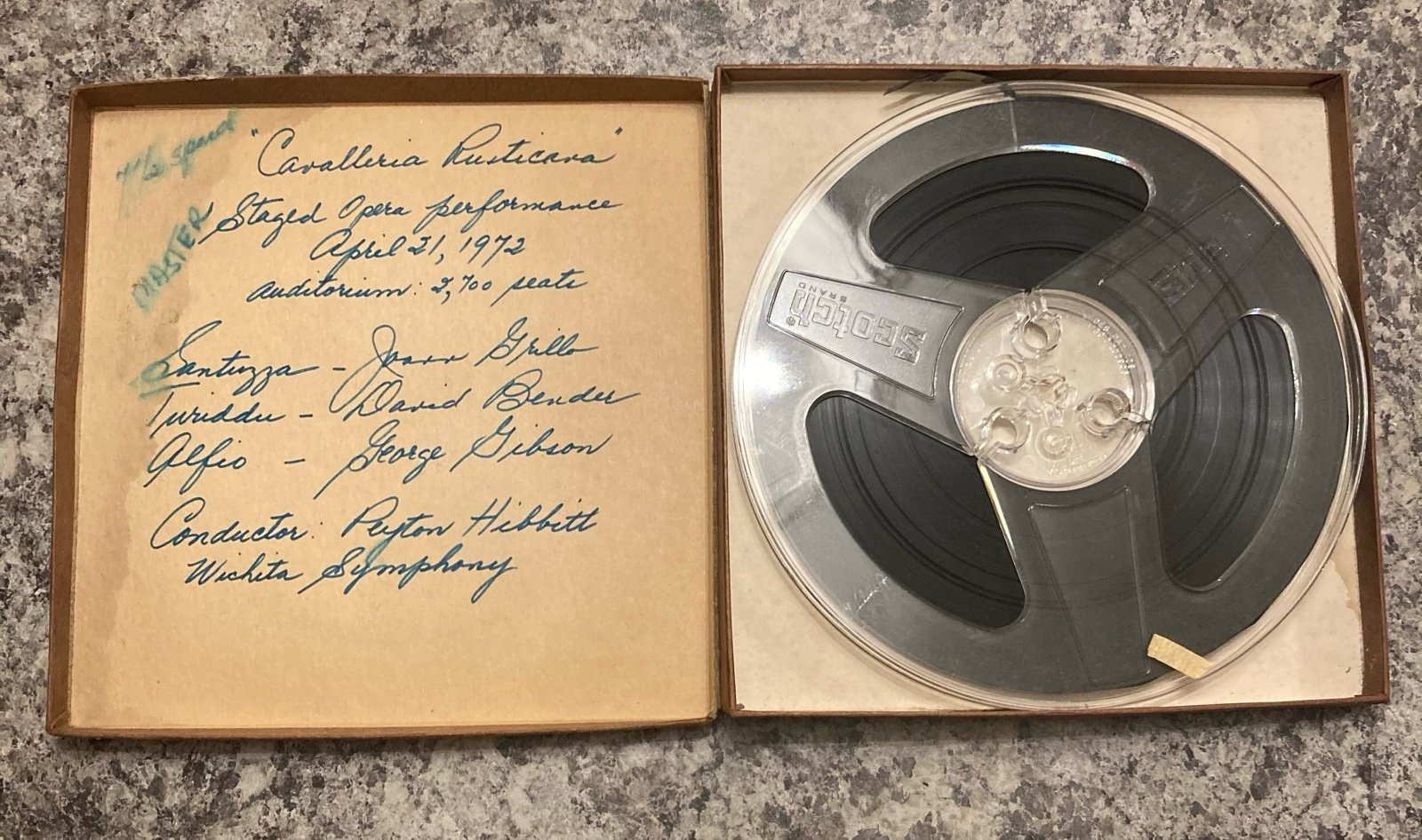 REEL TO REEL MASTER TAPE 7.5 IPS Cavalleria Rusticana Staged Opera Performance