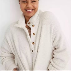 Aerie Cloud Sherpa Fleece Gorpcore Granolacore Pullover Jacket Sweatshirt Cozy