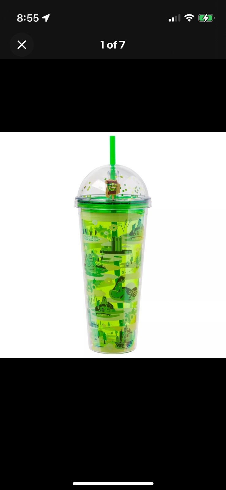 Silver Buffalo Shrek Swamp Beware Ogre Dome Glitter Top Travel Tumbler, 24 OZ