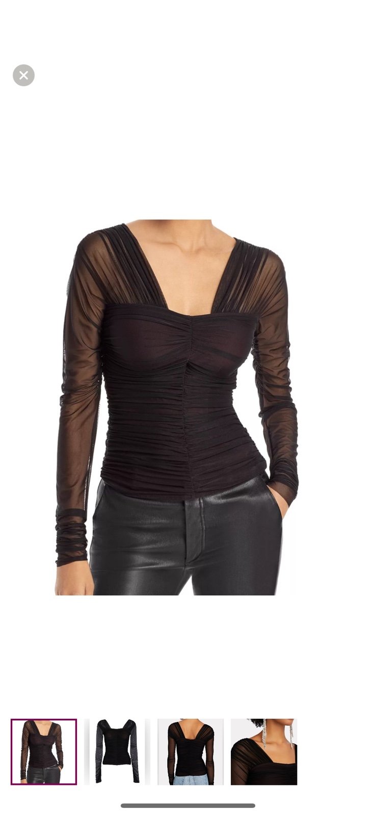 A.L.C. Ruched Tulle Mesh Top