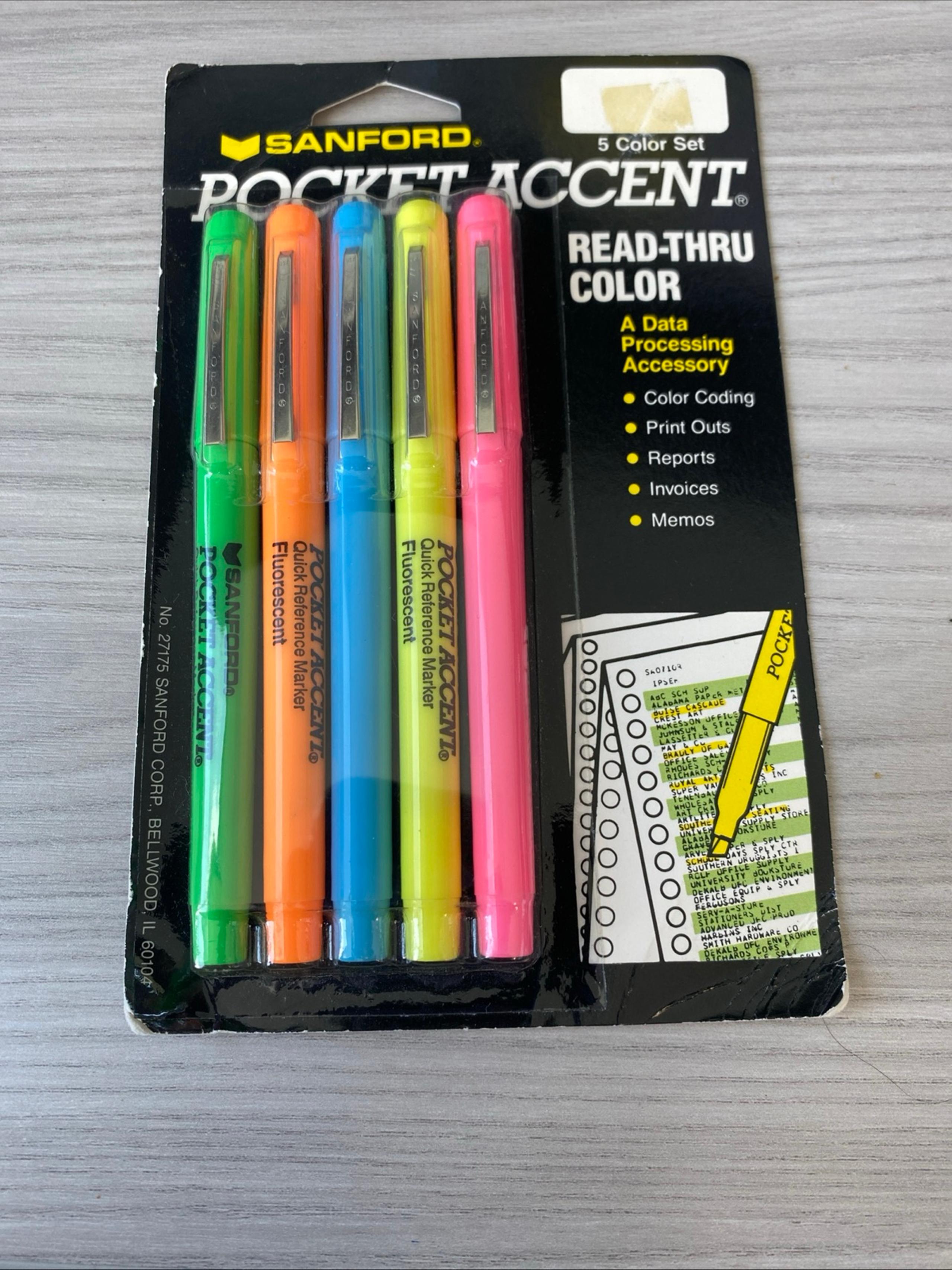Vintage Sanford Pocket Accent Highlighters—5 Pack (SEALED)