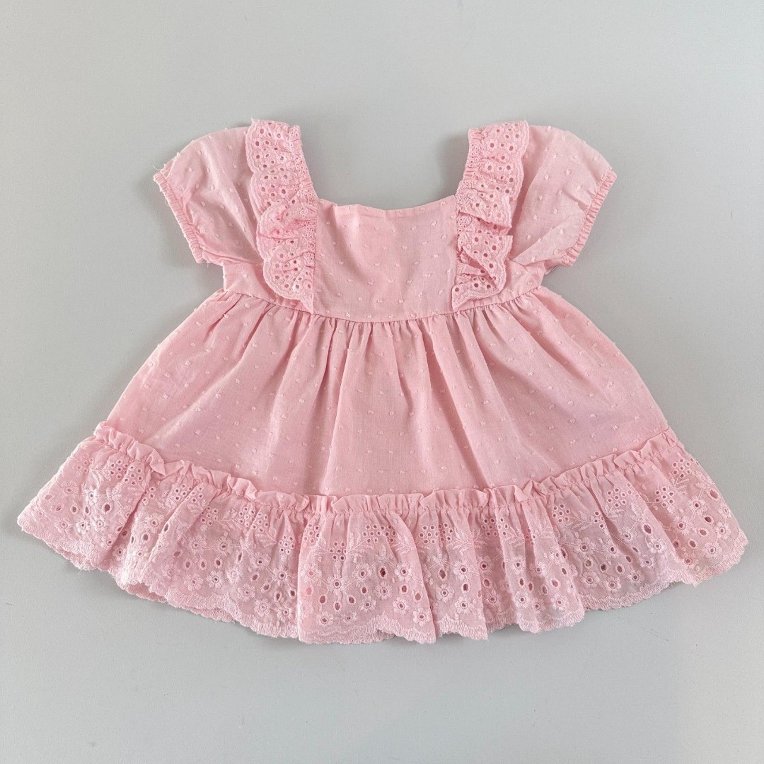 Shabby Chic Girls Pink Eyelet Ruffle Top Lined Size XS - 4   New With Tags